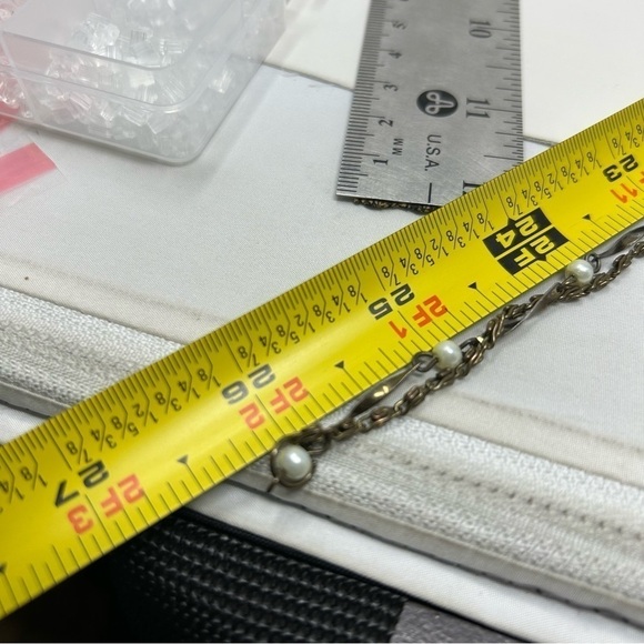 Classic Versatile Long Double Layered Gold Tone Chain with White Faux Pearls 26” - Picture 7 of 7